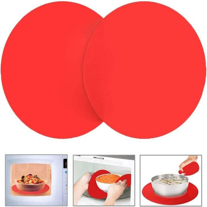 Silicone Microwave Spill Round Mat Food Cover Mat- Red