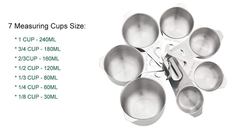 Stainless Steel Measuring Cups - Set of 7